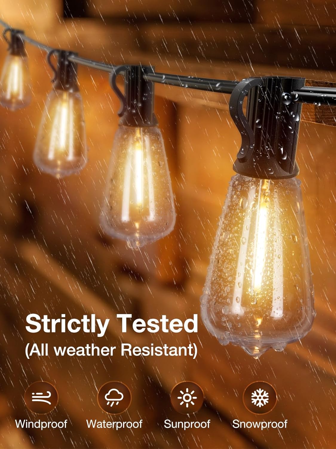 addlon 150 FT (3x50FT) Outdoor String Lights with Remote,Waterproof Patio Lights ETL Listed with 45+3 Shatterproof Dimmable ST38 LED Bulbs,2700K Connectable Outdoor Lighting for Backyard Bistro Garden