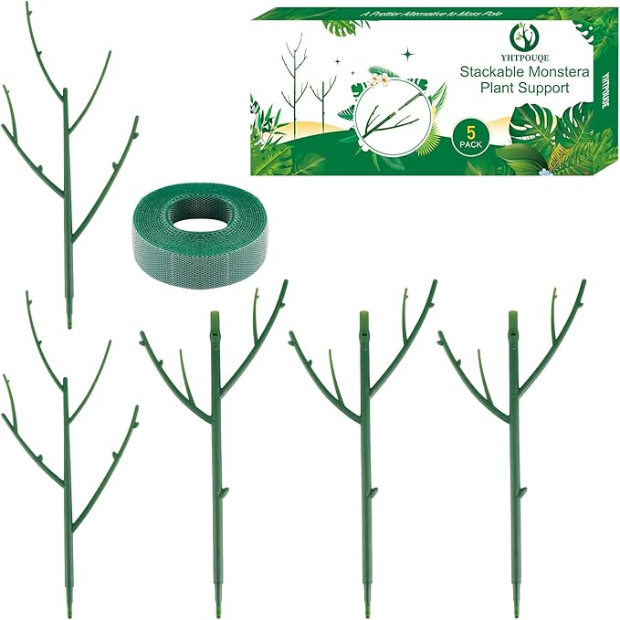 5 Pack Stackable Monstera Plant Support Stakes for Indoor & Outdoor Plants, Garden Accessories for Climbing & Potted Plants, Plant Sticks for Vine Training & Stem Stabilization