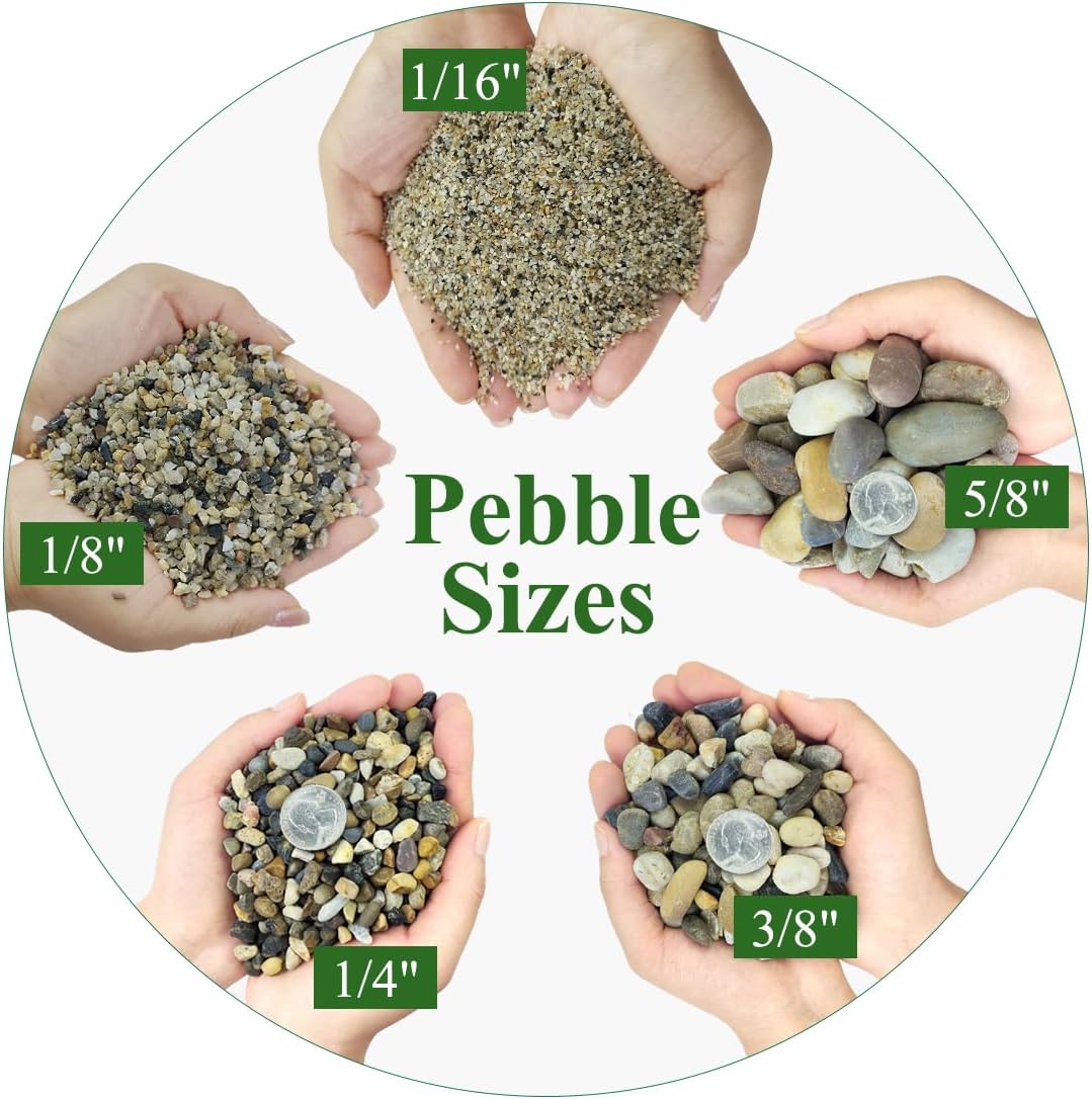 10lbs Aquarium Gravel, 1/16"(0.6-1.2mm) Natural River Rocks Succulent Cactus Pea Gravel for Plants, Fish Tank, Decorative Pebbles for Gardening, Flower Pots, Vase Fillers, Landscaping