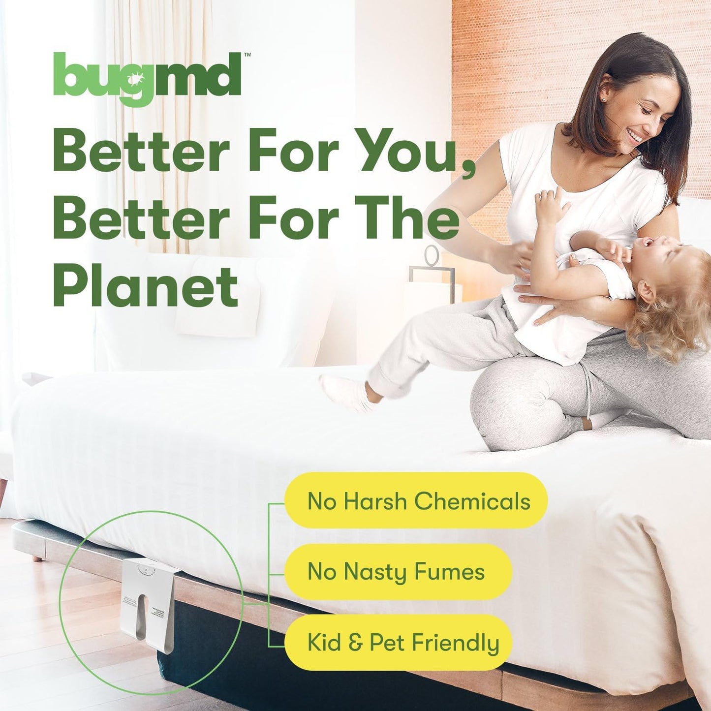 BugMD Bed Bug Trap (2 Pack, 24 Traps) - Interceptors, Bed Bug Prevention, Sticky Glue Traps, Insect Trap Indoor