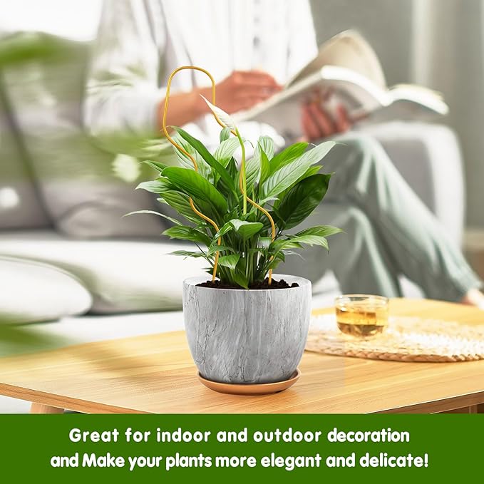 13.4 Inch Indoor Plant Trellis for Climbing Plants,Metal Trellis,Small Garden Trellis for Potted Plants,Plant Stakes for Indoor Plants Accessories Hoya,Flower,Plant Support (Wave-Metal)