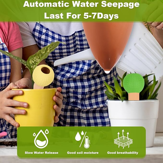 Tuzinano Self Watering Planter Insert Terracotta Watering Spikes Premium Plant Watering Devices Irrigation Dripper Self Watering Spikes Automatic Plant Accessories 4 Packs