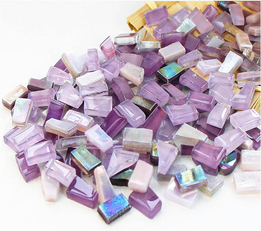 1.1lb Irregular Crystal Mosaic Tiles,Small Mosaic Tile DIY Hobbies Children Handmade Crystal Craft for Crafts Bulk DIY Picture Frames Handmade Jewelry Coaster (Purple Series)