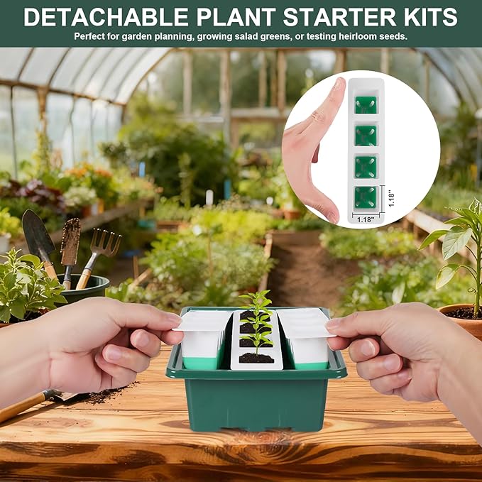 Sondiko Seed Starter Tray with Soft Silicone Cells, 48-Cell Reusable Seed Starter Kit, Seedling Starter Trays with Humidity Dome, Mini Greenhouse Germination Kit, Perfect for Beginner Gardeners