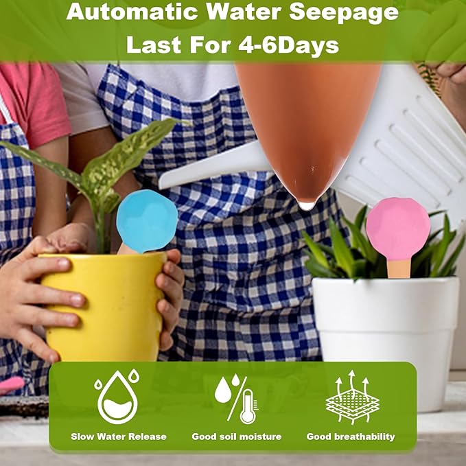 Tuzinano 4-Pack Terracotta Self-Watering Spikes | Eco-Friendly Iron-Rich Clay Olla Irrigation System | Vacation Plant Sitter for Potted Flowers, Herbs, and Succulents