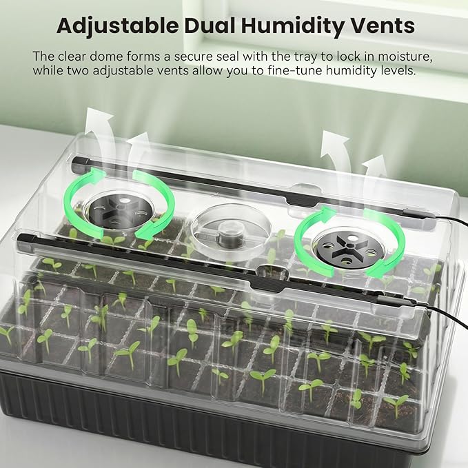 Seed Starter Tray with Grow Light - 60 Cells Self-Watering Seed Starter Kit with 24/7 LED Grow Light, 4’’ Humidity Dome for Herbs, Indoor Plant Germination (1)