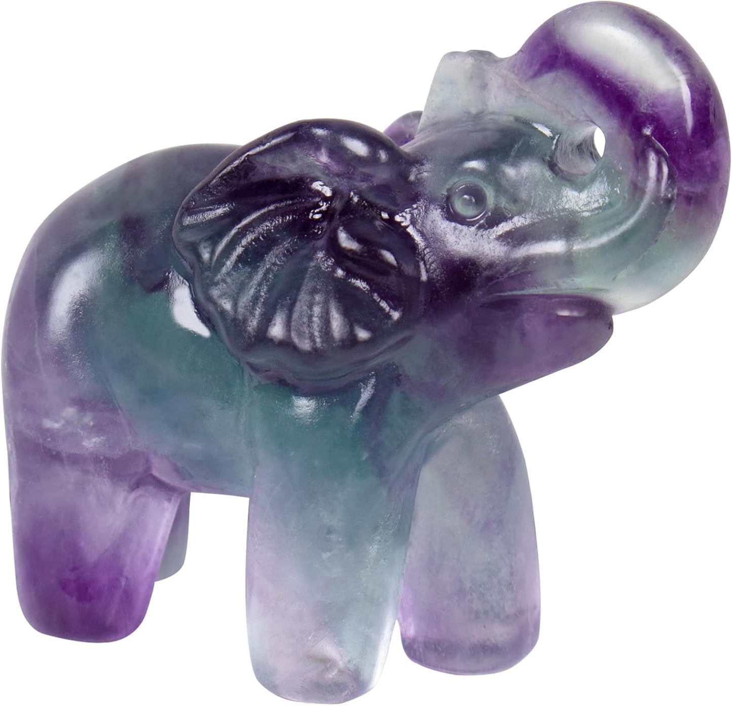 2 Inch Rainbow Fluorite Crystal Elephant Sculpture Handcrafted Healing Stone Animal Figurine Spiritual Home Decor Lucky Charm Gift for Wealth Success Positive Energy and Meditation Lovers