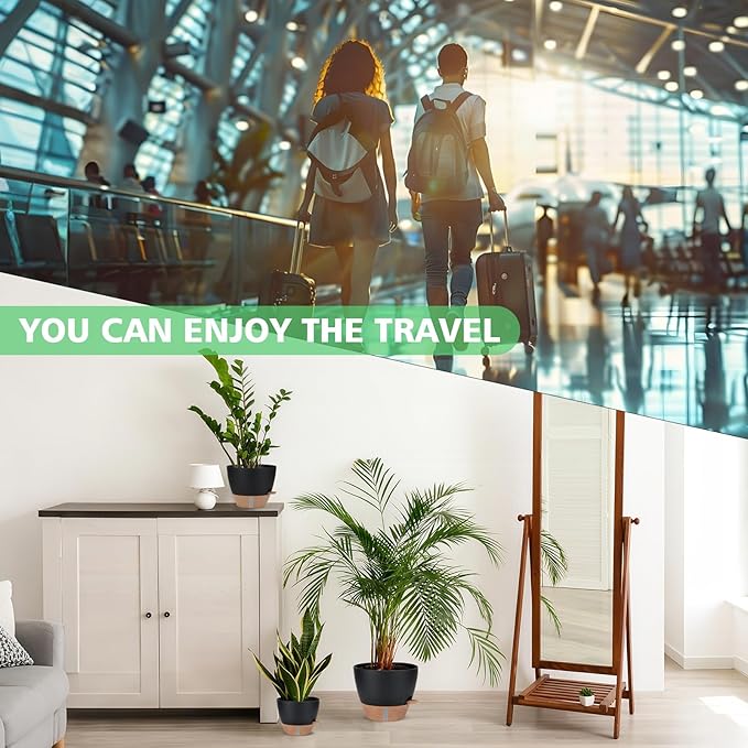 12" 10" 9" 8" Self Watering Pots with Water Level Indicator, Large Plastic Planters Set with Mesh Drainage Hole and Removable Saucer Reservoir, Big Flower Pot for Indoor Outdoor Plants (Black)