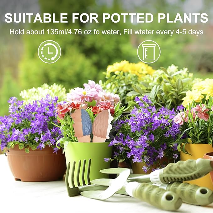 Tuzinano Self Watering Planter Insert Terracotta Watering Spikes Premium Plant Watering Devices Irrigation Dripper Self Watering Spikes Automatic Plant Accessories 4 Packs