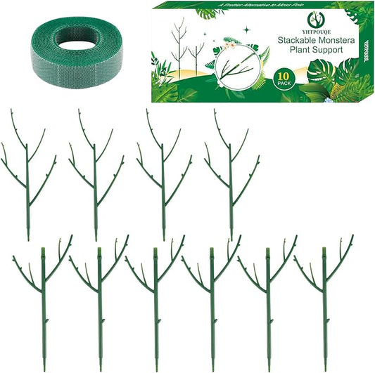 10 Pack Stackable Monstera Plant Support, Garden Stakes for Climing Plants Stem Support, Durable Plant Accessories for Indoor Outdoor Potted Plants, Pothos, Vine, Flower Use
