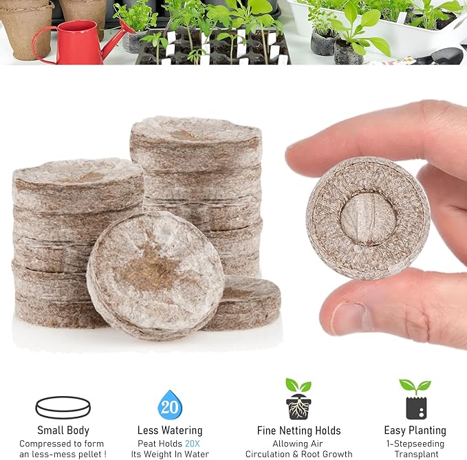 Legigo 200 Pcs 50mm Seed Starter Peat Pellets for Seedlings- Compressed Seed Starter Pods Seed Starting Pellets Plugs Soil Peat Pods for Starting Seeds, Garden Planting Herb Flower Vegetables
