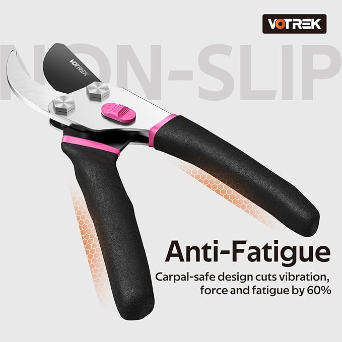 VOTREK Pruning Shears, 8.5” Professional Garden Pruner with Jam-Proof Spring & Ever-Sharp SK5 Blade, Ergonomic Bypass Clippers for Rose, Tree, Heavy Duty Bonsai Scissor for Weak Hand