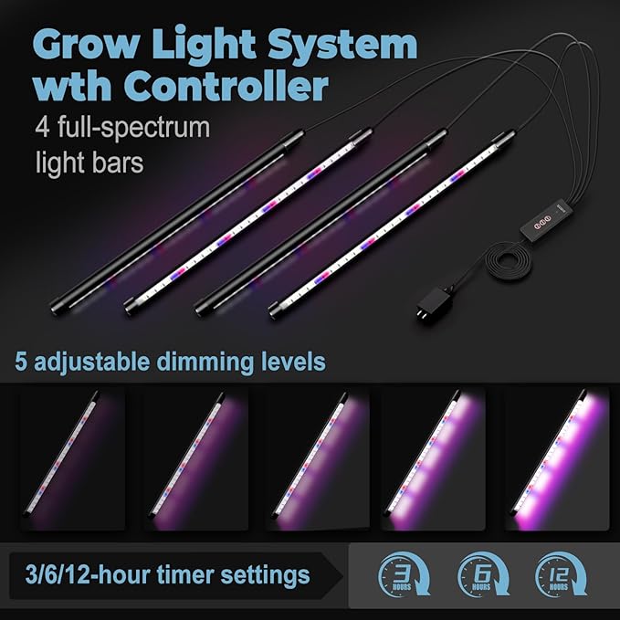 120-Cell Self-Watering Seed Starter Tray with Grow Light,2 Sets of 60-Cell Seed Starter Kit with Tall Humidity Dome,Indoor Seedling Starting Germination Kit with 4 Full-spectrum Growing Light Tubes