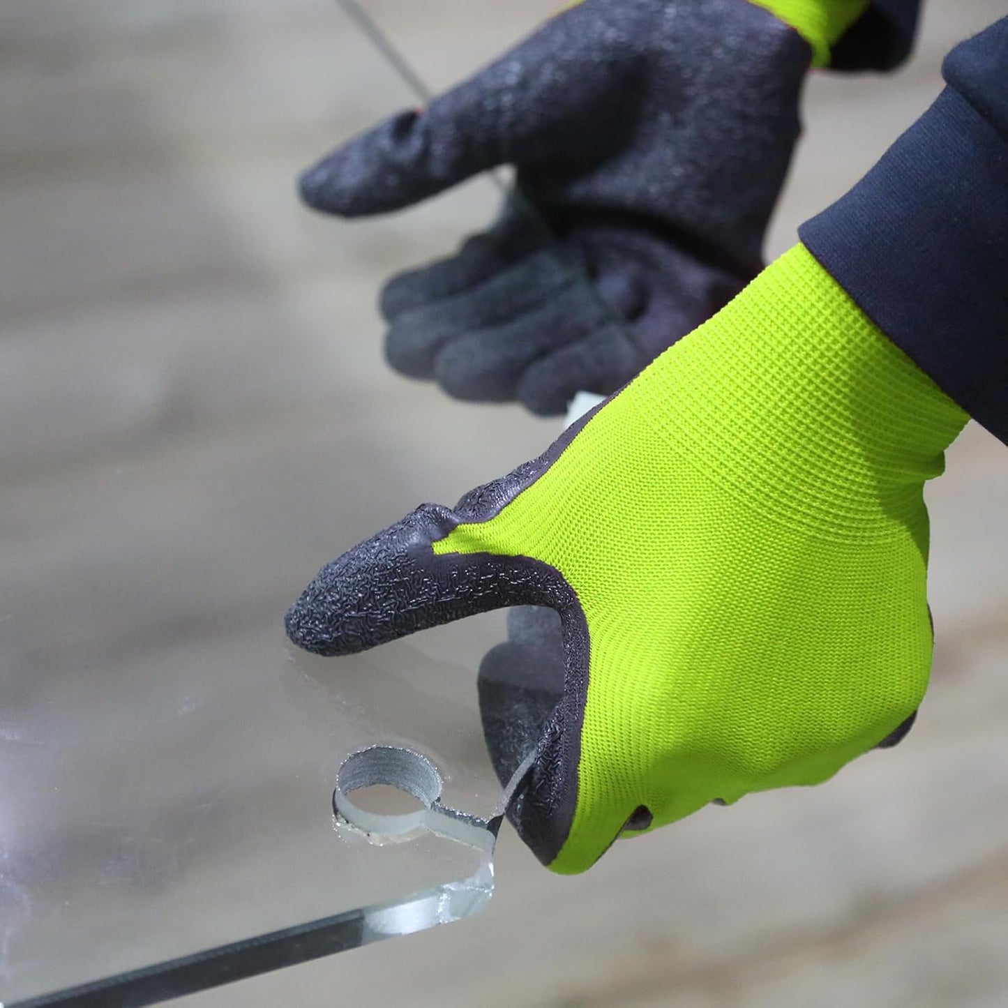 Evridwear Crinkle Latex Rubber Hand Coated Safety Work Gloves for Men Women General Multi Use Construction Warehouse Gardening Assembly Landscaping (XS,12 Pairs Pack)