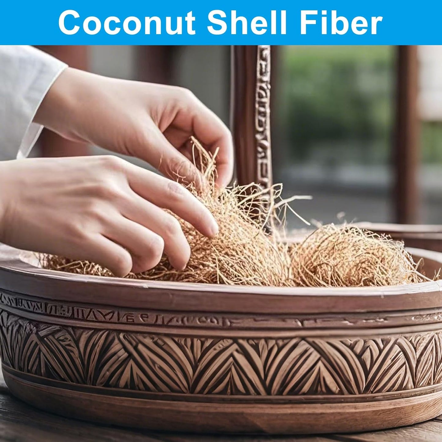 1 Pack Coconut Husk Fiber, 0.22 pounds Natural Coconut Shell Fiber Silk for Pot Plants, Orchids