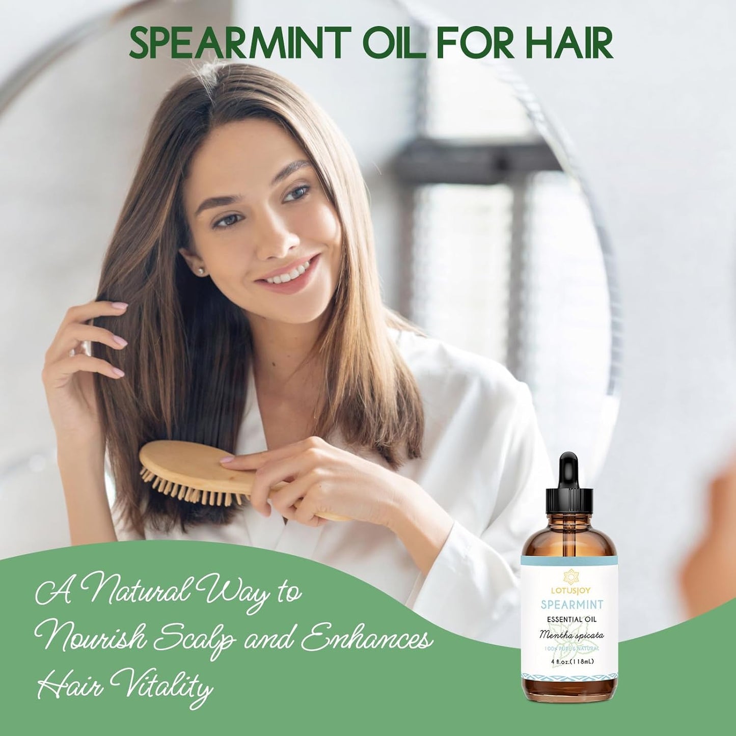 Spearmint Oil for Facial Hair Skin Roll On Diffuser Room Spray - Pure Organic Therapeutic Grade Spearmint Essential Oil 4 Oz