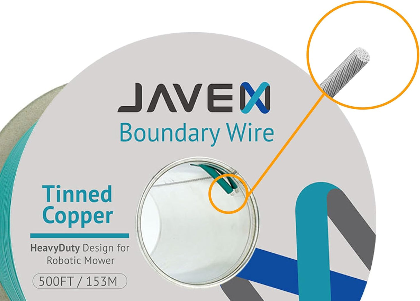 JAVEX Robotic Mower Boundary Wire Cable- Tinned Copper Heavy Duty Universal for Gardena, Husqvarvna, Worx and Other Lawn Auto-Mower Brands Installation Kit [3.4mm, 24x0.25mm] Green, 153M/500FT