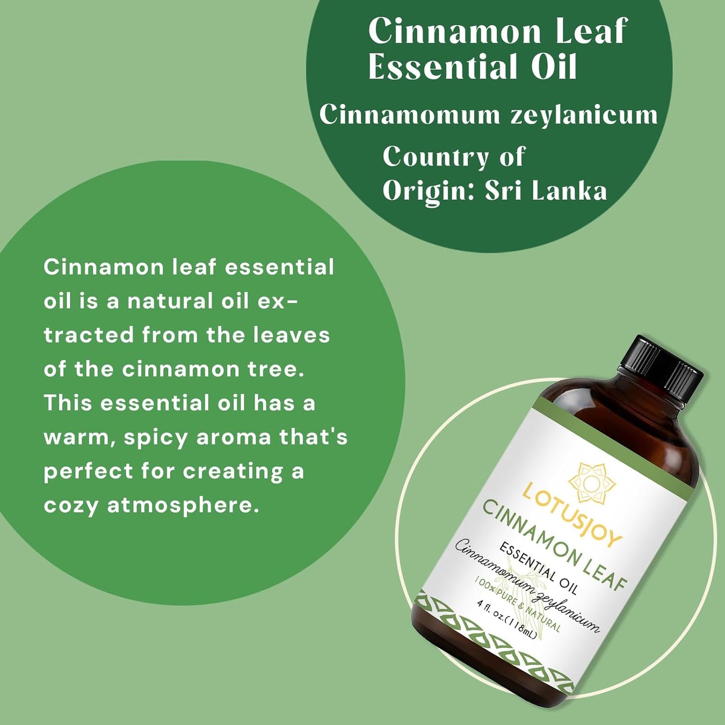 Cinnamon Leaf Oil Essential Oil for Room Spray, Diffuser, DIY Home Crafts - 4 Oz