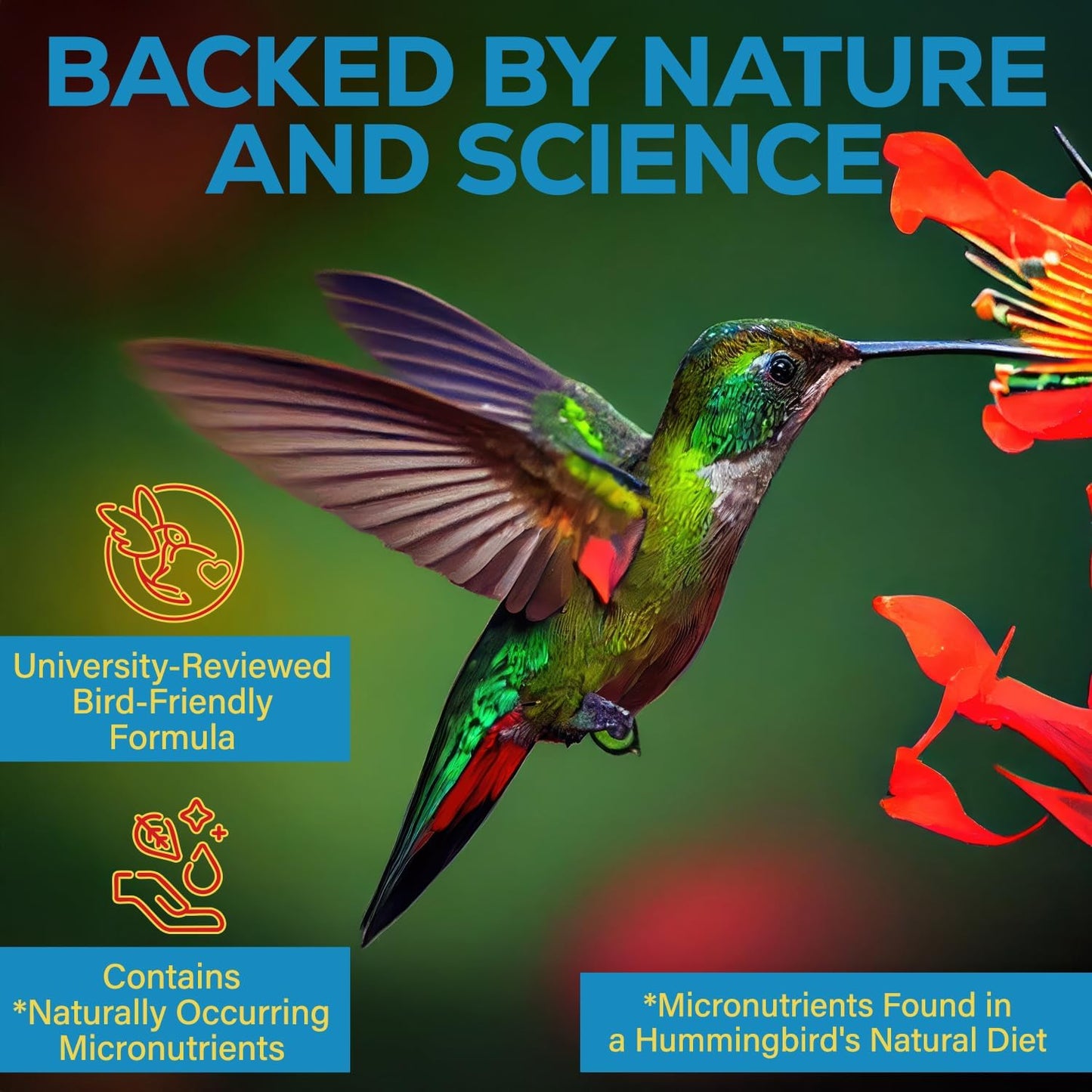 Hummingbird Nectar Extender - Keeps Nectar Fresh for 2+ Weeks, 60+ Uses, Made in USA, Safe & Natural Nectar Defense, Bird Safe Formula, for All Hummingbird Nectar & Feeders - 1oz