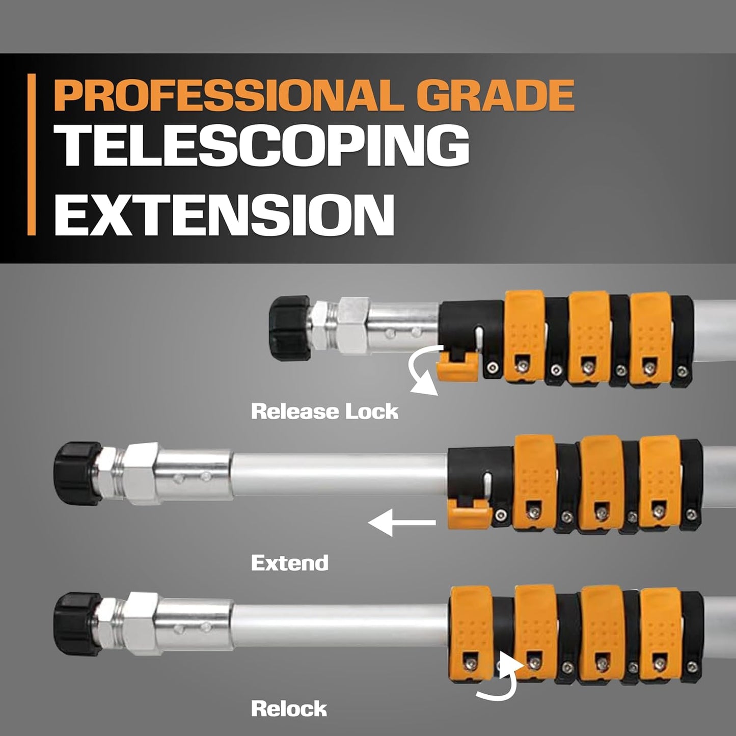 EDOU 20 ft Telescoping Pressure Washer Wand - Power Washer Gutter Cleaner Tool - 4,000 PSI Extension Pole with 1/4" Quick Connection, 5 Spray Nozzles, 2 Couplers, and Support Harness