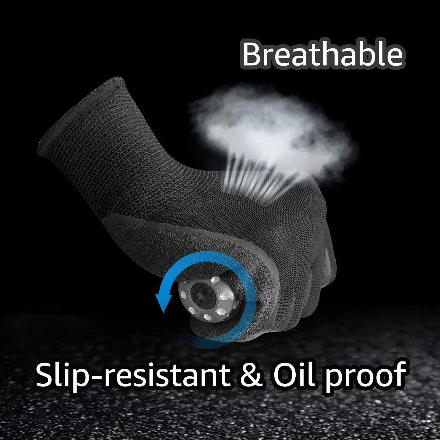 Evridwear Crinkle Latex Rubber Hand Coated Safety Work Gloves for Men Women General Multi Use Construction Warehouse Gardening Assembly Landscaping (M-Size Sizing) 12 Pairs Pack