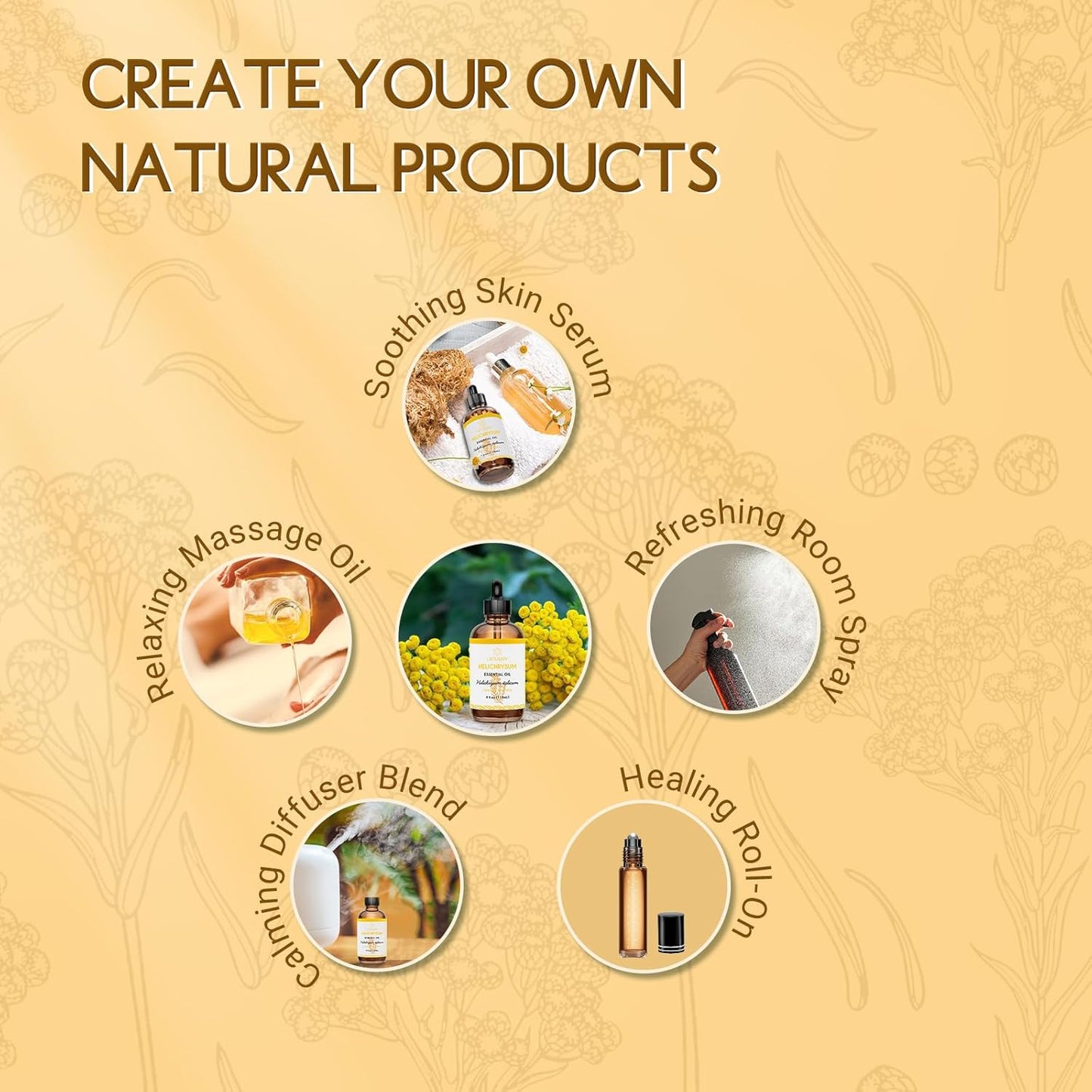 Helichrysum Essential Oil, 100% Pure Helichrysum Italicum Oil for Bruising Skin Roll On Diffuser Room Spray - 4 Oz