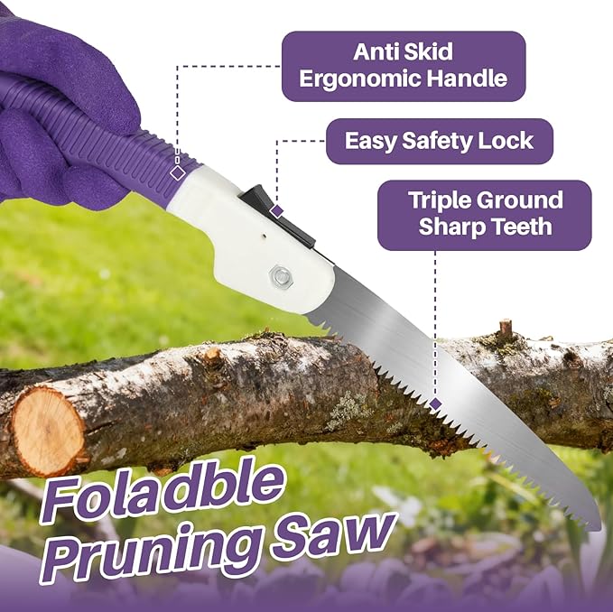 MelonArt Garden Tool Set, 10 Pcs Heavy Duty Gardening Tool Kit Women Garden Gift Set Aluminum with Non Slip Ergonomic Handle, Storage Tote Bag and Gloves, Garden Supplier for Women&Men(Purple)