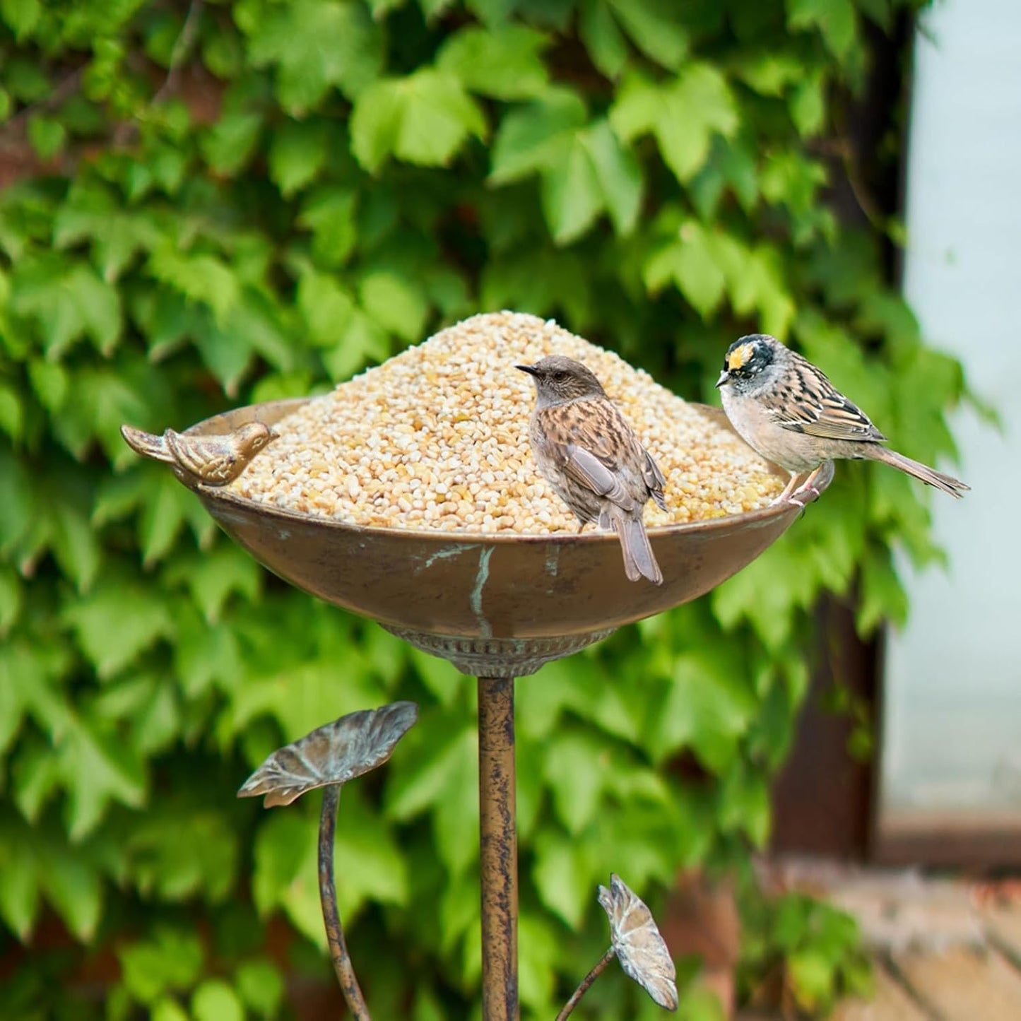 Diam 11.4" W x 28.5" H Cast Iron Pedestal Bird Bath, Bird Baths for Outdoors,Vintage Metal Bird Bath Garden Yard Decoration