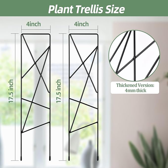 17.5 Inch Indoor Plant Trellis for Climbing Plants,Metal Trellis,Small Garden Trellis for Potted Plants,Plant Stakes for Indoor Plants Accessories Hoya,Flower,Plant Support (Star-Metal)