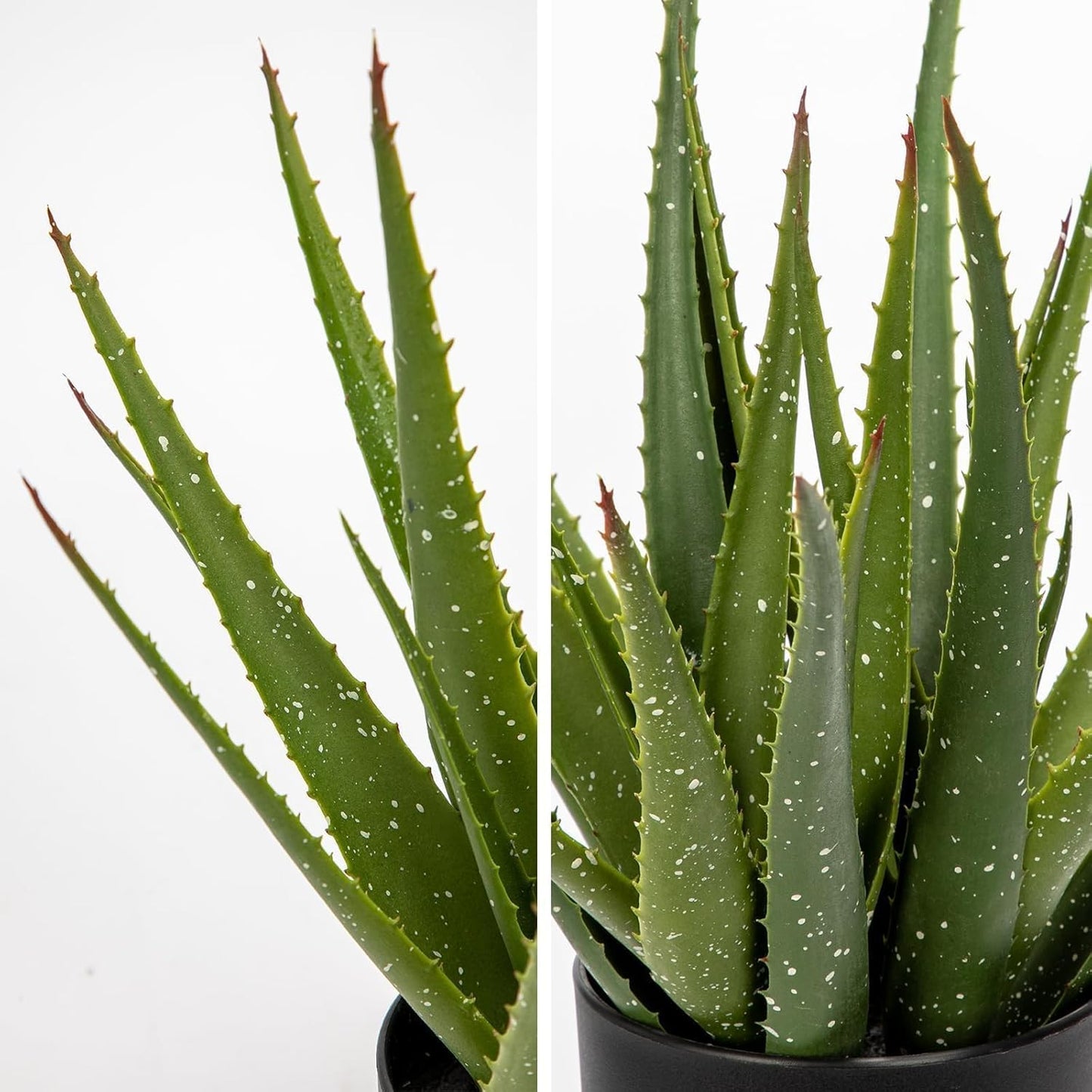 Fake Succulent Aloe Vera Plants 13.4 Inch Large Artificial Succulents with Black Pot Faux Aloe Potted Plant for Desk Modern Home Office Bedroom Living Room Table Shelf Decor