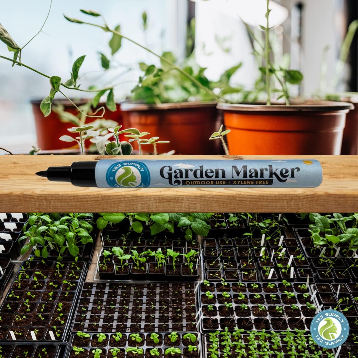 -100 Pack 4" Plastic Plant Labels for Seedlings with 2 Pack of Garden Marker Pens (Garden Markers Fade Resistant Plant Markers Outdoor Waterproof Pen Black Permanent Markers Plant Tags)