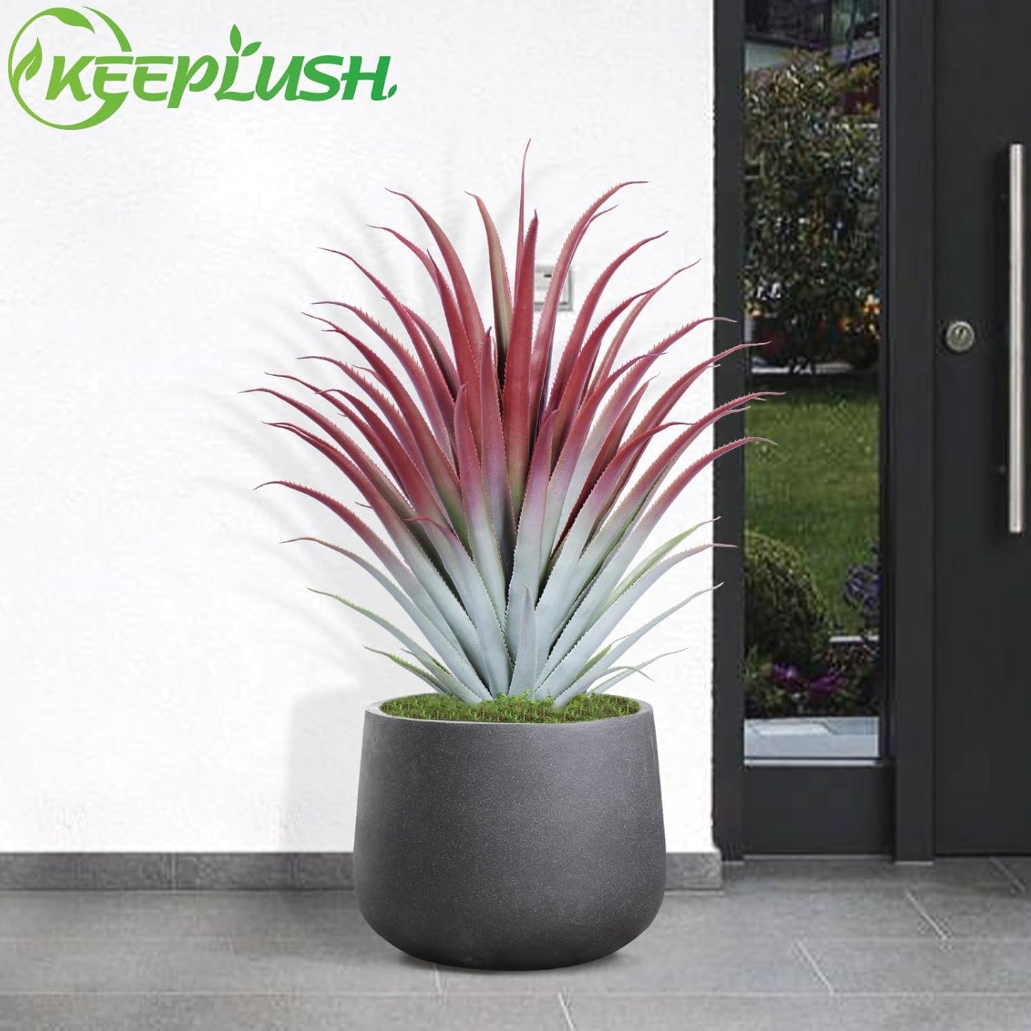 2ft Fake Spiked Agave Plant - Red Artificial Aloe Vera Plant 26 Inch - Tall Large Faux Floor Plants Perfect for Porch Door Step Home Office Patio Indoor Outdoor Decor (1 Pack)