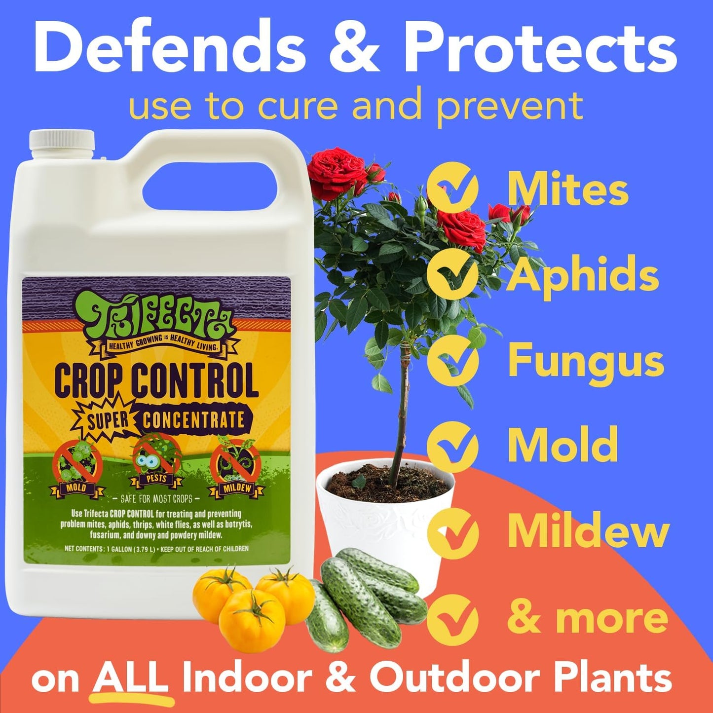 Trifecta Crop Control Super Concentrate All-in-One Natural Pesticide, Fungicide, Miticide, Insecticide, Help Defeat Spider Mites, Powdery Mildew, Botrytis, Mold and More on Plants 32 OZ