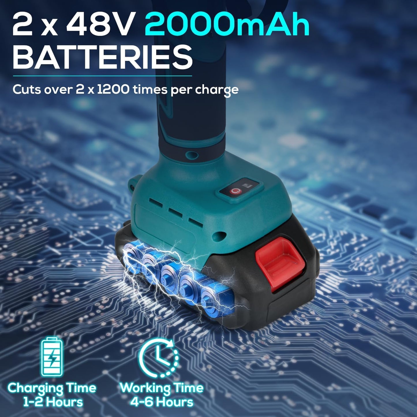 Electric Pruning Shears, Cordless Electric Scissors with 2 PCS Rechargeable 48V 2.0 Ah Batteries & 2 Blades, 1.6" Cutting Diameter Pruning Shears Garden Tool for Tree Trimming Branch Cutter