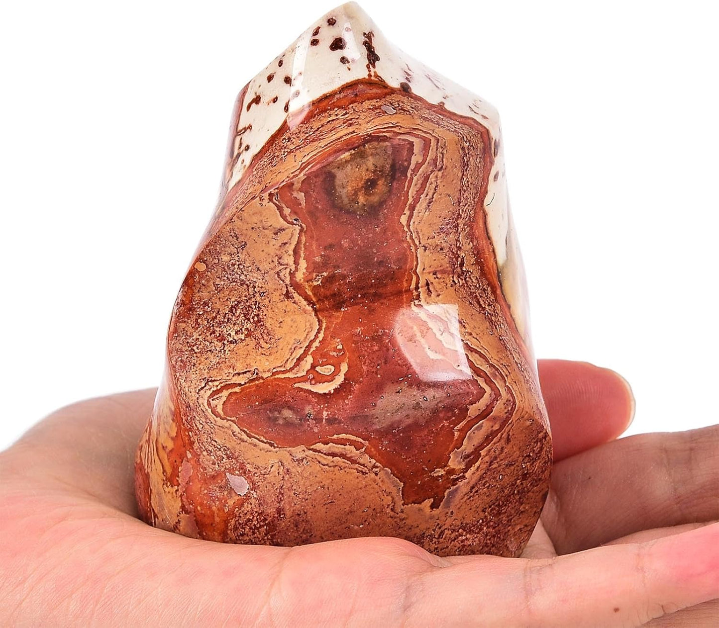 AMOYSTONE Polychrome Jasper Flame Shaped Stone Towers Obelisk Natural Healing Crystal Quartz Reiki Energy Decoration Home Office 0.6-1.0LBS