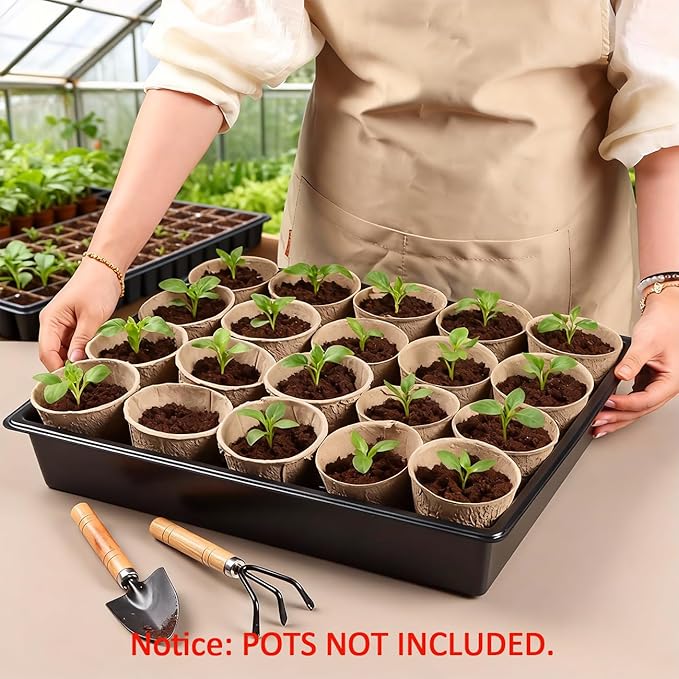 RooTrimmer 20 Pack Nursery Pots Trays (16.5"x13.2"x2.8"), Plastic Seed Starter Trays, Durable Carrying Seedling Starter Tray, Reusable Tray for Planting and Collecting Drainage Water (Black)