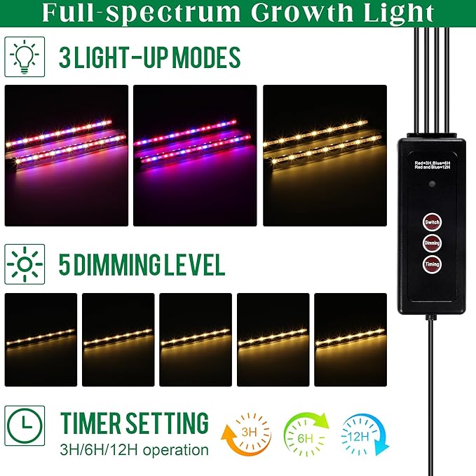 Hahood 2 Set Seed Starter Kit 40-Cell Seed Starter Tray with Grow Light Full Spectrum Seedling Heat Mat 40 Peat Pellets Seed Starting Soil Plant Label Garden Tool for Germination Seeds Growing, Black