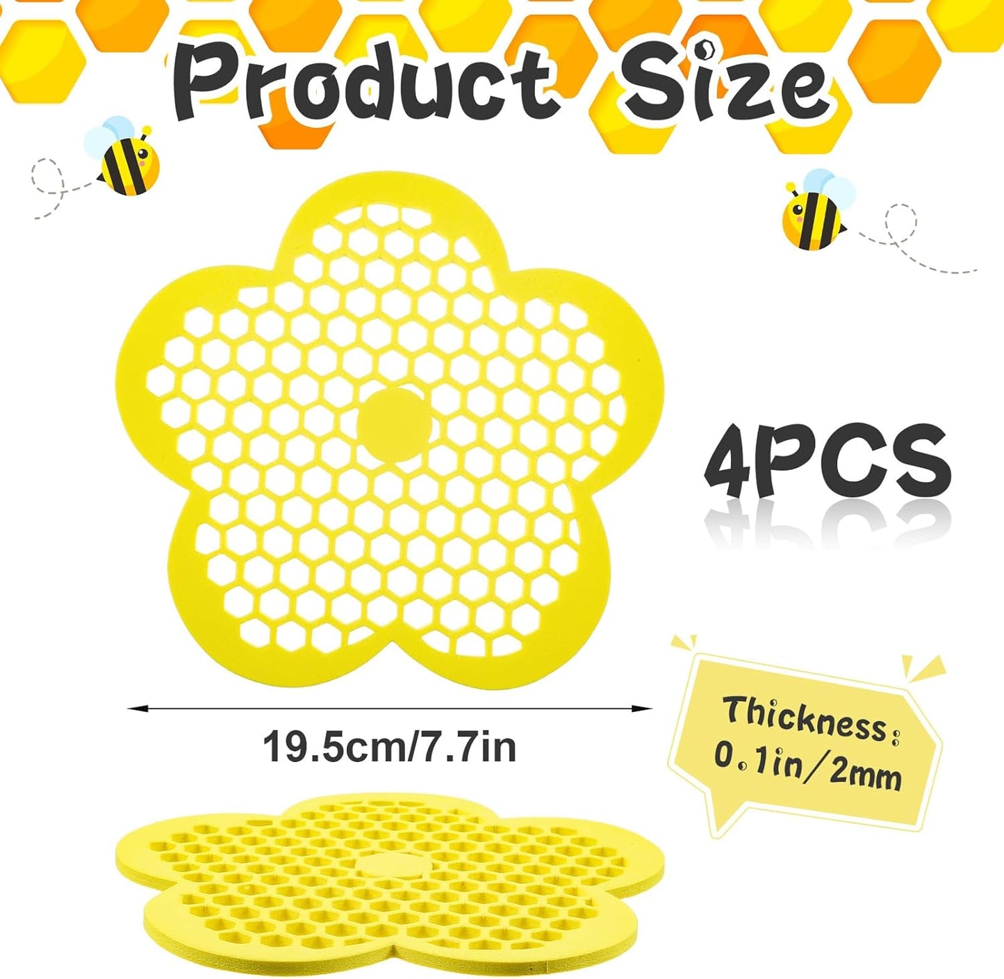 4 Pack Floating Bee Island, 7.7in Flower Floating Bee Watering Station Bees Feeding Bath Feeders for Garden Butterfly Outdoor Decor