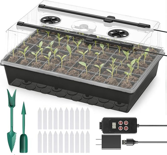 OrionEarth 60-Cell Self-Watering Seed Starter Tray with Grow Light, Upgraded 1–24H Timer, Seed Trays with Humidity Dome, Indoor Gardening System, Starter Kit for Seeds, Plant Germination