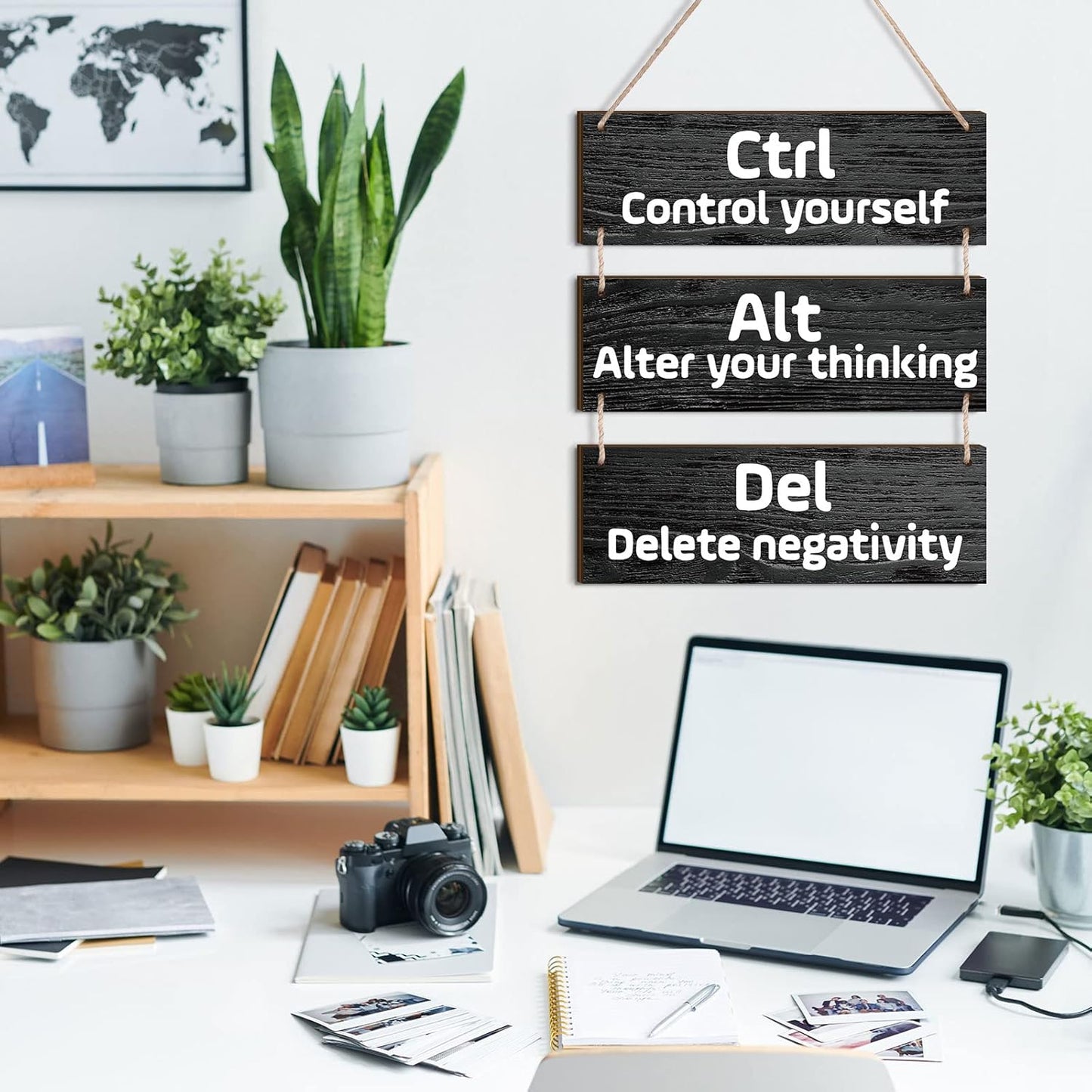 Office Wall Decor Inspirational Wall Art for Motivational Plaques Rustic Wooden Hanging Decor Positive Saying Quote Sign Art for Home Office Living Room(Black)