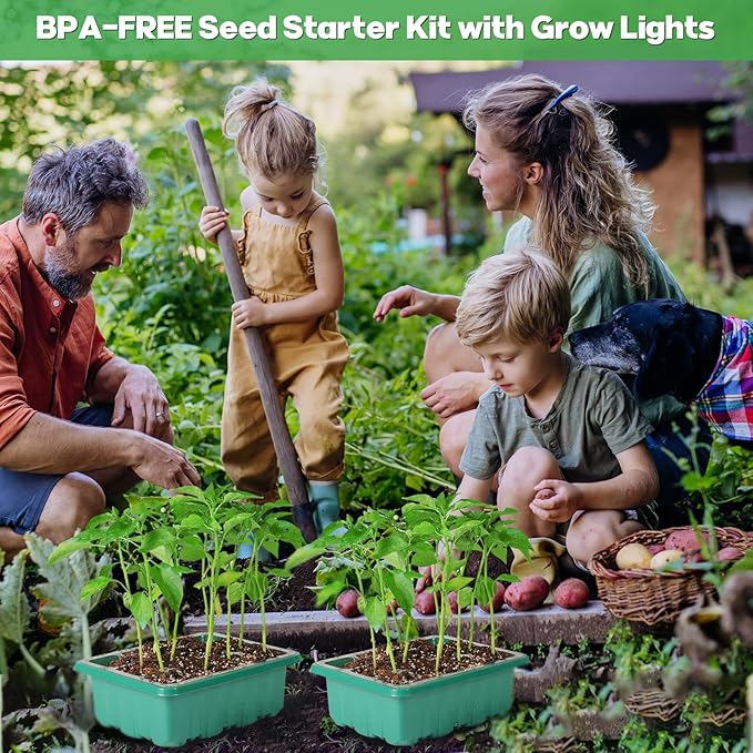 Seed Starter Trays with Grow Lights, 72 Cells Seed Starter Kit with Lights, 3 Lighting Mode, 4 Timing Set, Germination Kit for Seed Starting Trays, Seedling Starter with High Humidity Control Domes