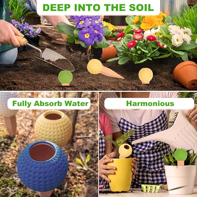 Tuzinano Self Watering Planter Insert Terracotta Watering Spikes Premium Plant Watering Devices Irrigation Dripper Self Watering Spikes Automatic Plant Accessories 4 Packs