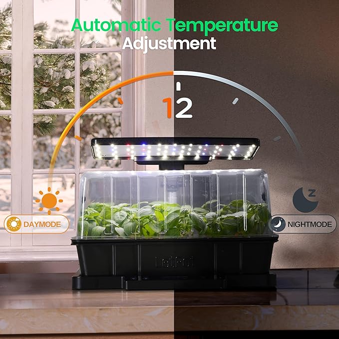 LetPot Smart Seed Starter with Humidity Dome, Germination Kit with Waterproof Seedling Mat, 24W Full Spectrum LED Grow Light, Smart Heating Base, EC Soil Sensor & App Control for Indoor Seed Starting