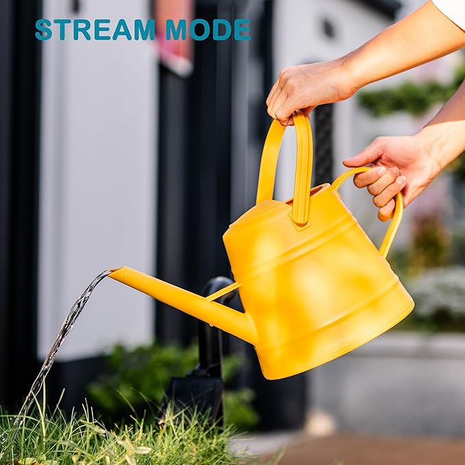 1 Gallon Watering Can Outdoor, Plastic Water Can for Plants with Comfort Grip Handle, Detachable Sprinkler Head
