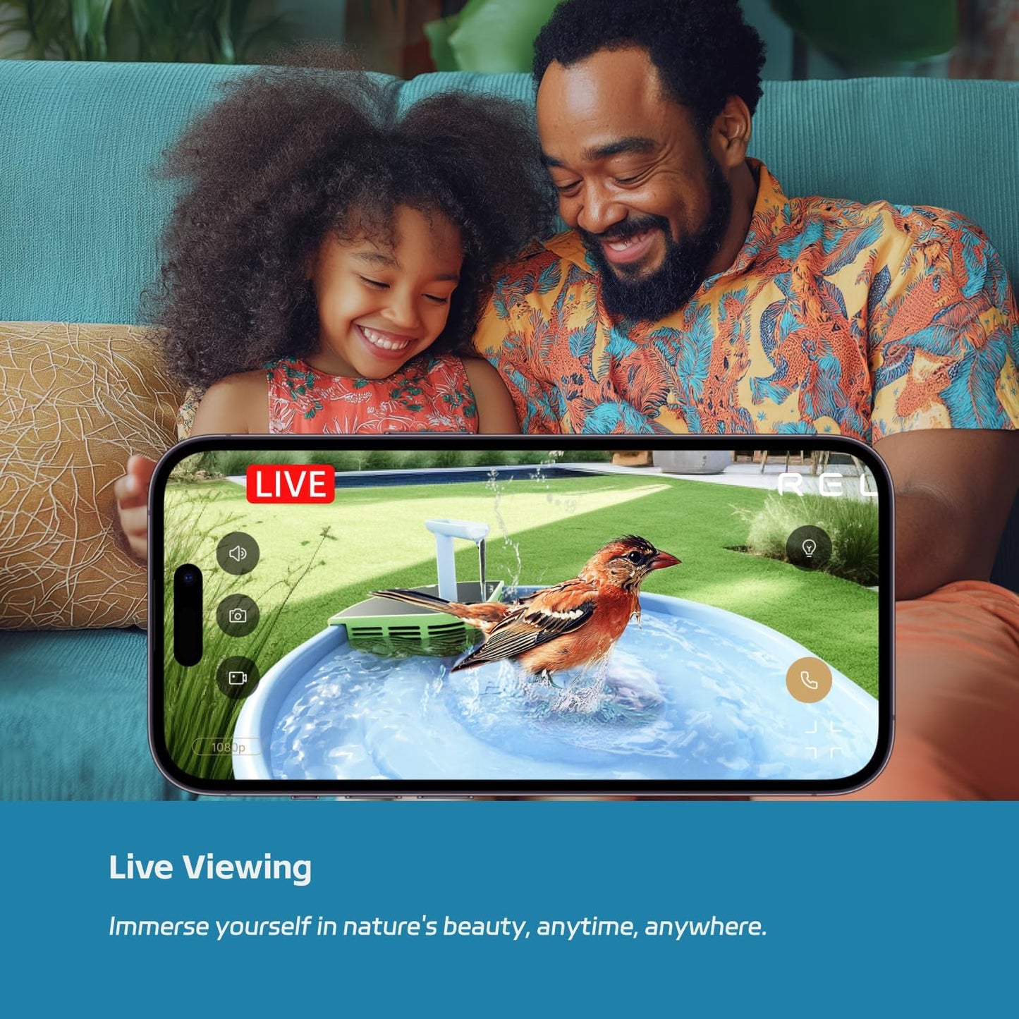 RELI Birddy Original Smart Bird Bath with Camera Solar Powered, Automatic Flowing Birdbath with Birds Watching Camera, AI Identify, Live View, Instant Notify, Ideal Gift for Bird Lovers