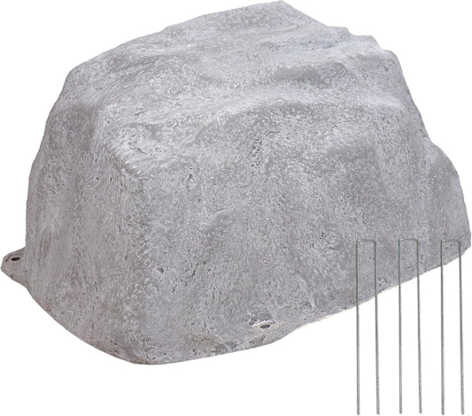 Sunnydaze 14” H Polyresin Faux Landscape Rock Cover - Lightweight Fake Rock Well Pump Cover for Outside - Gray