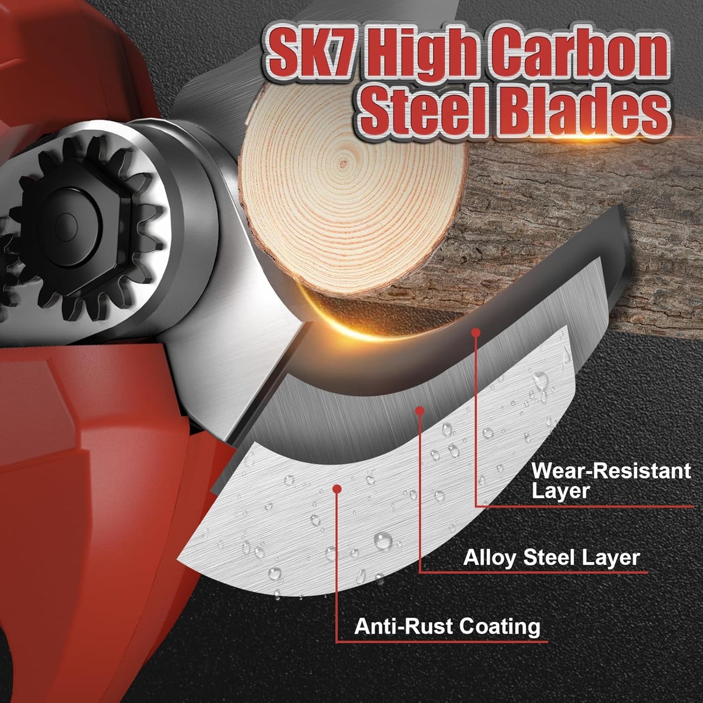 Electric Pruning Shears, 50mm 1.96" Cutting Diameter Cordless Power Pruner with 2Pcs Rechargeable Batteries, Tree Branch Cutter with SK7 High Carbon Steel Blade for Gardening Pruning