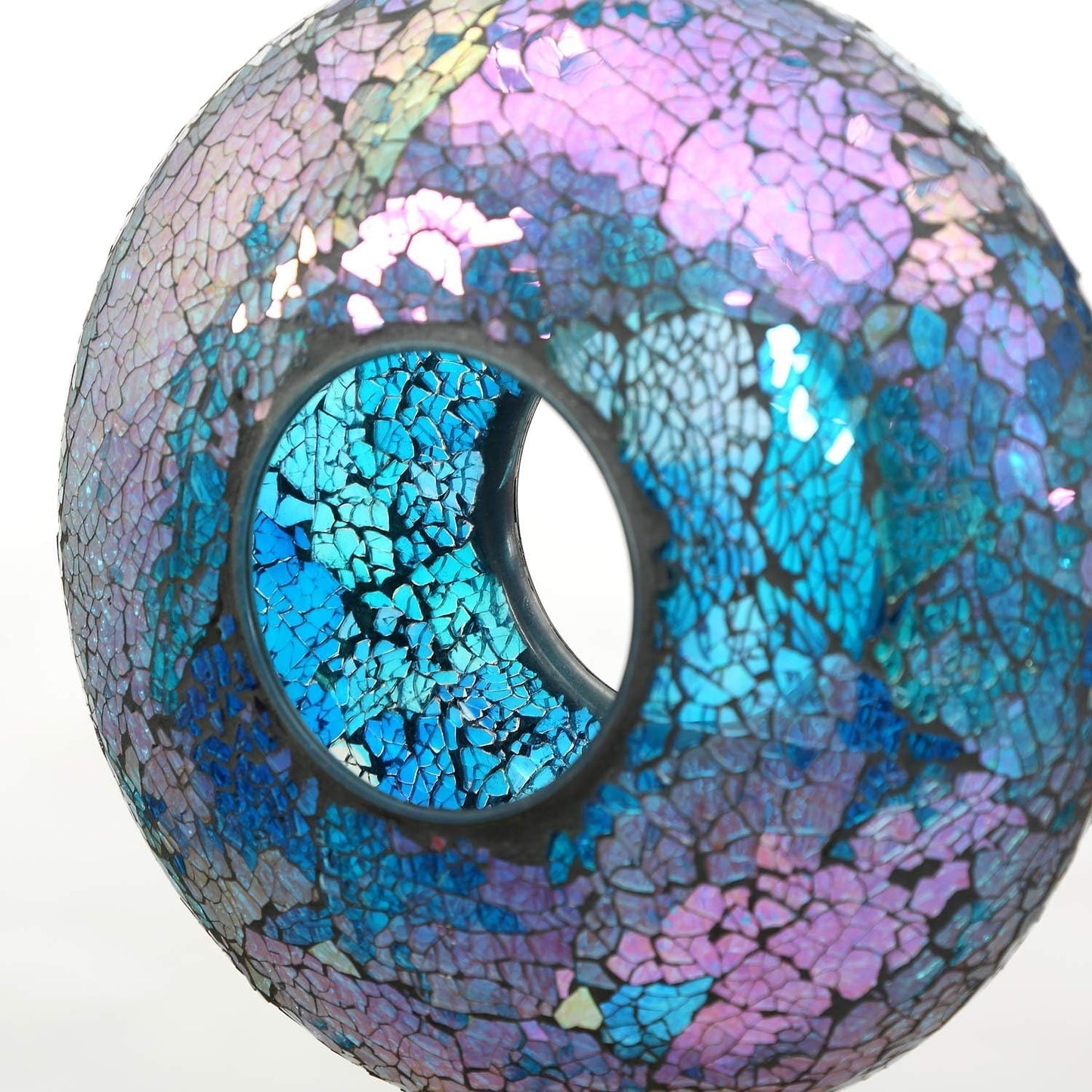 Fly Through Wild Bird Feeder Garden Hanging Bird Feeder Mosaic Circle Squirrel Proof for Outdoor Decoration,Blue