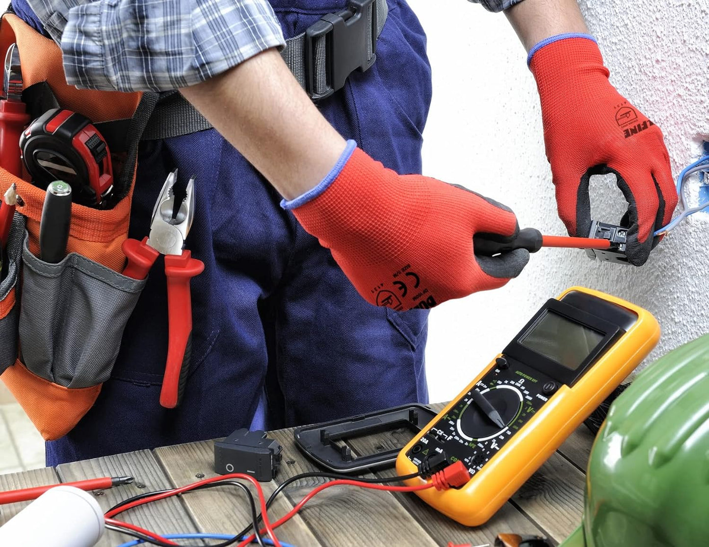 DULFINE Safety Work Gloves PU Coated-60 Pairs,Red Seamless Knit Glove with Polyurethane Coated Smooth Grip on Palm & Fingers, for Men and Women, Ideal for General Duty Work (Large)