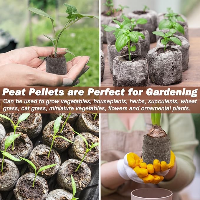 ZeeDix 100Pcs 40mm Peat Pellets for Seedlings, Seed Starter Pods Seed Starting Plugs Soil, Compressed Nutrient Block Potting Soil Discs Pellet for Planting Herbs Flowers Vegetables